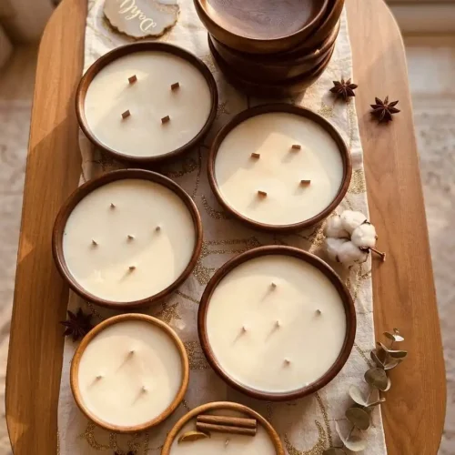 Wooden candles 450-1000 حسب السايز Wooden Candle